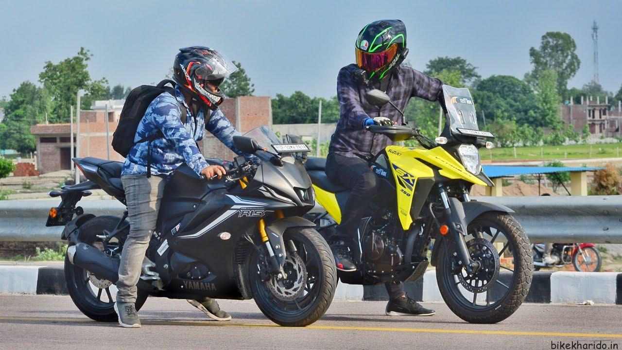 Suzuki V Strom SX 250 Vs Yamaha R15V4 Drag Race | BikeKharido