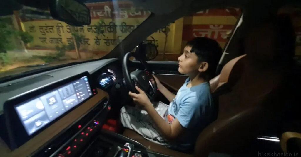 Indian Kid Driving MG Gloster SUV On Road